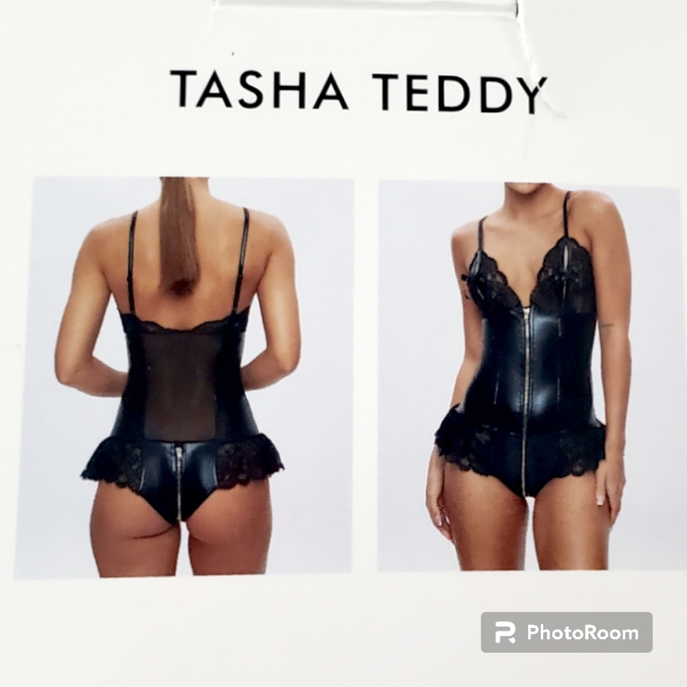 NWT Nordstrom Ann Summers Black Latex Tasha Teddy Size Small